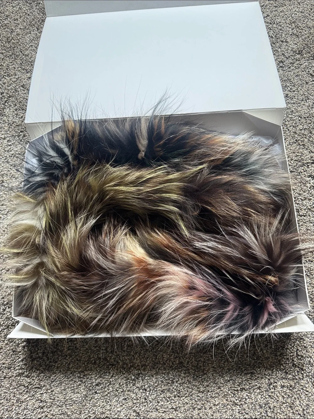 Linda Richards Multicolor Fox Fur Collar - Earth Tone Blend- NWT & Box